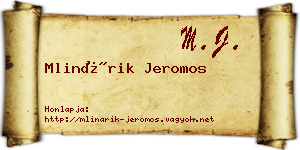 Mlinárik Jeromos névjegykártya